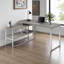Bureau d'ordinateur à 2 tablettes et finition grise avec pieds en métal argenté Kirchem