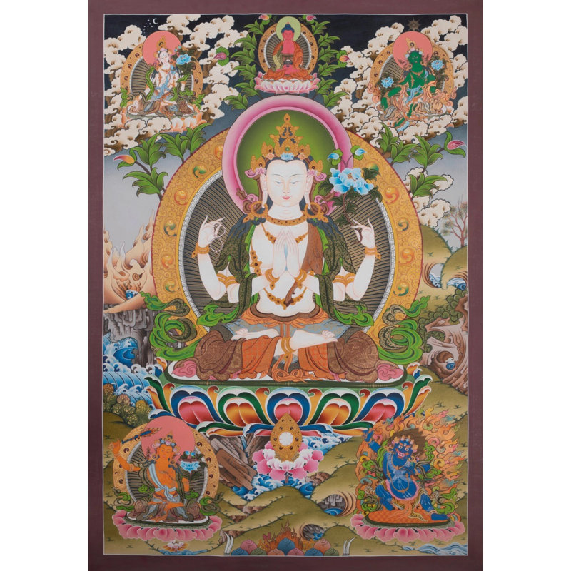 Grand Chengrezig Thangka (Thangka sans brocart)