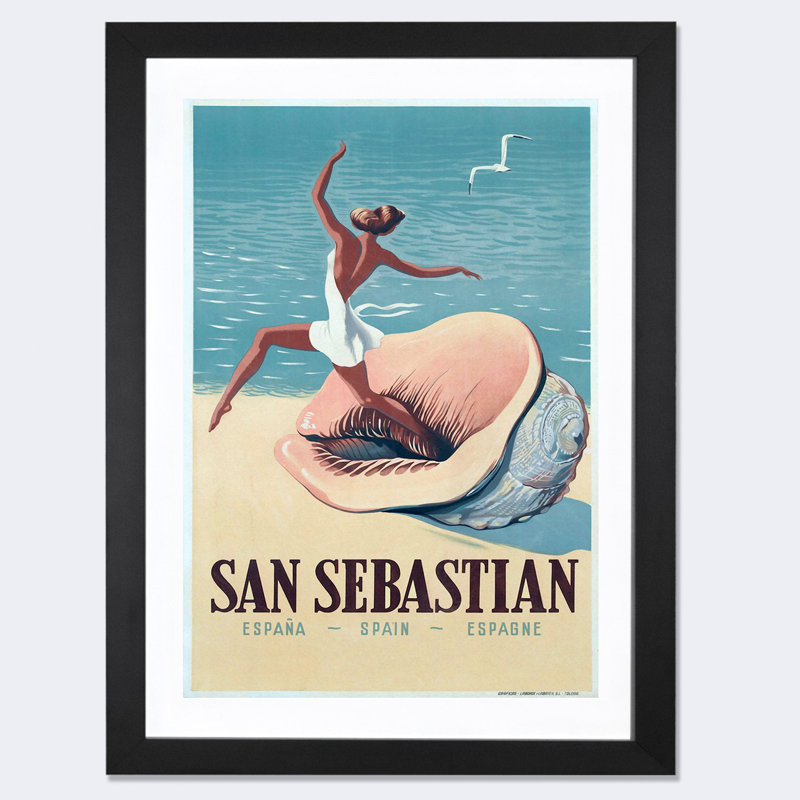 San Sebastian - publicité imprimée, H 24 po x l 16 po x P 1 po, Cadre noir