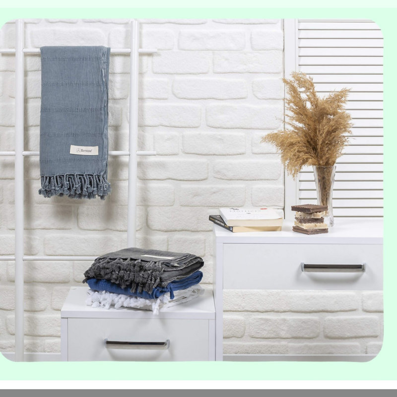 PureCotton Luxe Stonewashed Turkish Towel - 37x70 Inches, Grey