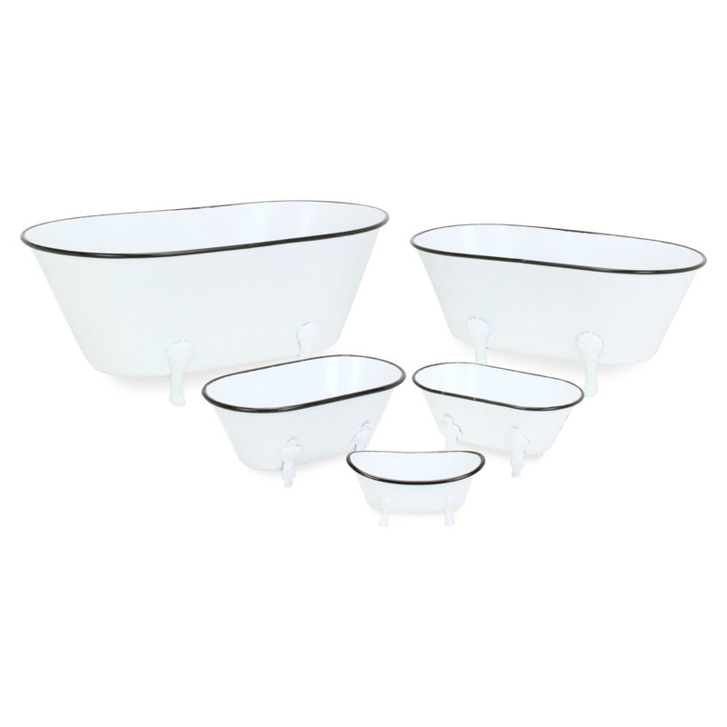 Sculpture de baignoire en métal galvanisé Swanner, Blanc, H 5 po x l 12 po x P 6,5 po