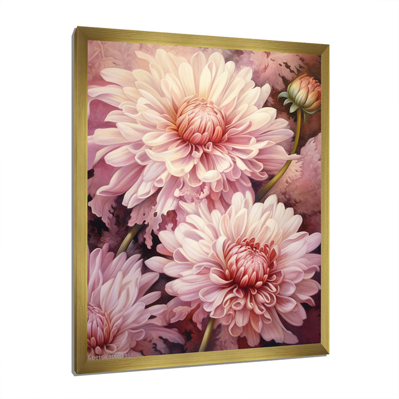 «Pink White Natures Chrysanthemums Melody II», reproduction sur toile, H 32 po x l 16 po x P 1 po