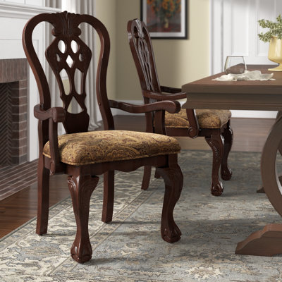 Mcdougald 19.5'' H Fabric Upholstered Cherry Arm Chair