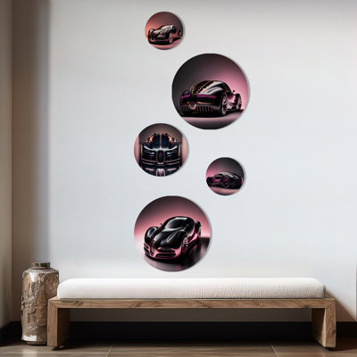 Futuristic Bugatti Design in Black and Magenta II - Exotic Car Metal Wall Décor
