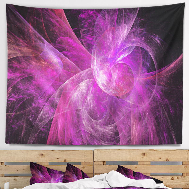 Tapisserie mauve à motif abstrait fractal, H 32 po x l 39 po