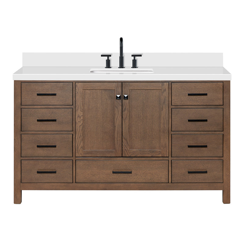 Cambridge 61'' W Single Vanity, Brown Oak