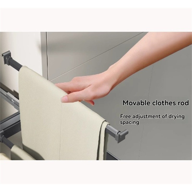 Hidden Retractable Clothes Drying Rack With Pull-Out Clothes Hanger Above The Washing Machine On The Balcony