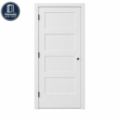 4-Panel Solid Core Shaker Prehung Interior Door with Jambs and Hinges
