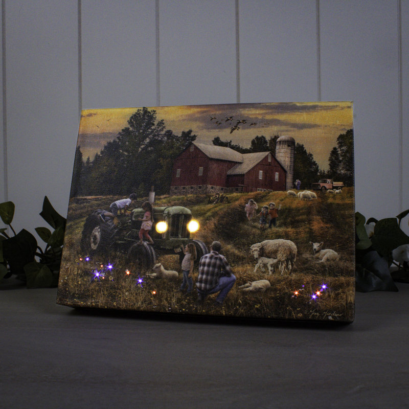 Toile amusante à la ferme 8 x 6 avec fond de chevalet illuminé
