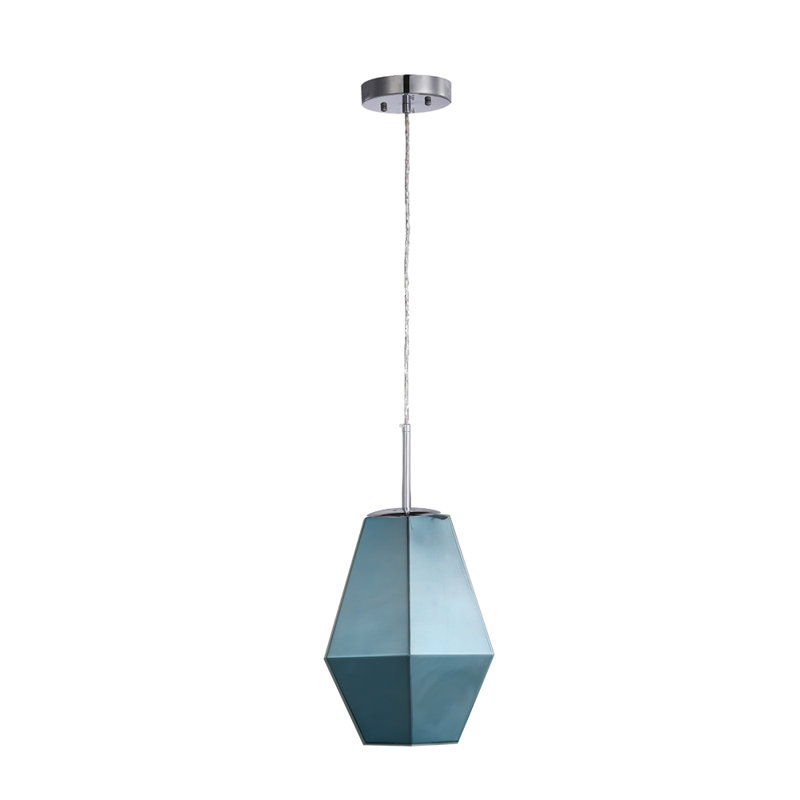Luminaire suspendu géométrique 1 lumière Taurus, Topaze bleue de Londres, Argent