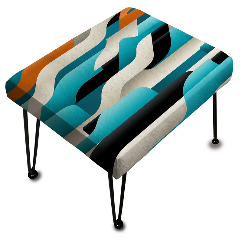 Repose-pieds rectangulaire rayé bleu et blanc Mirage