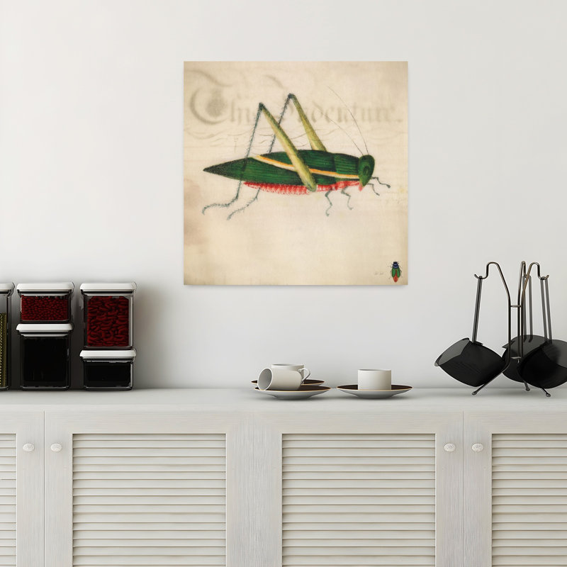Art rétro de sauterelle verte rétro, H 18 po x l 18 po