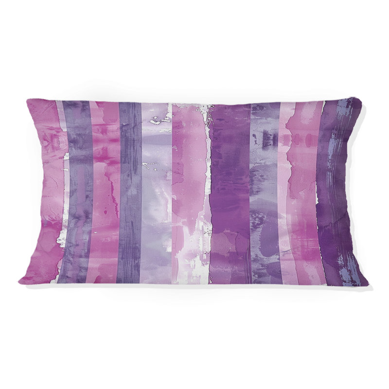 Coussin lombaire mauve blanc à fines rayures II