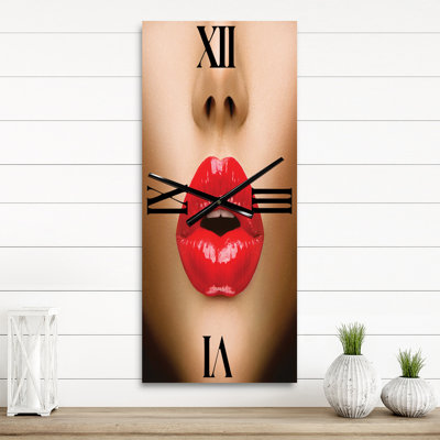 Sexy Lips Beautiful Make-Up Close-Up Kiss - Modern Wall Clock -  East Urban Home, 3A608098150E426AA24ACBF4D8C9D138