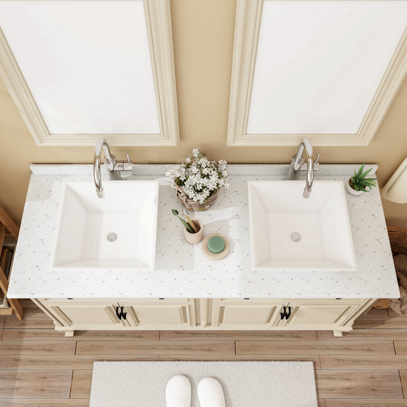 Lavabo de salle de bain vasque carré en céramique blanche