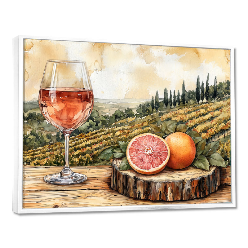 Birtie - Vineyard, art mural, H 34 po x l 44 po, Impression encadrée flottante, Blanc