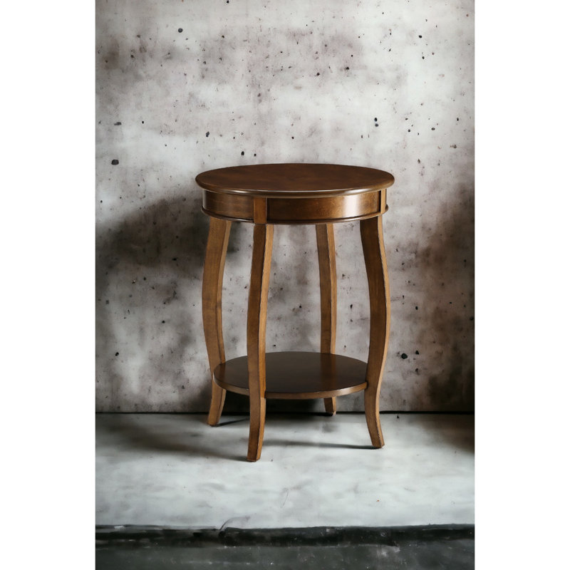 Accent Table With Walnut Finish And Shelf Storage Solid Wood Construction Walnut Veneer, Walnut