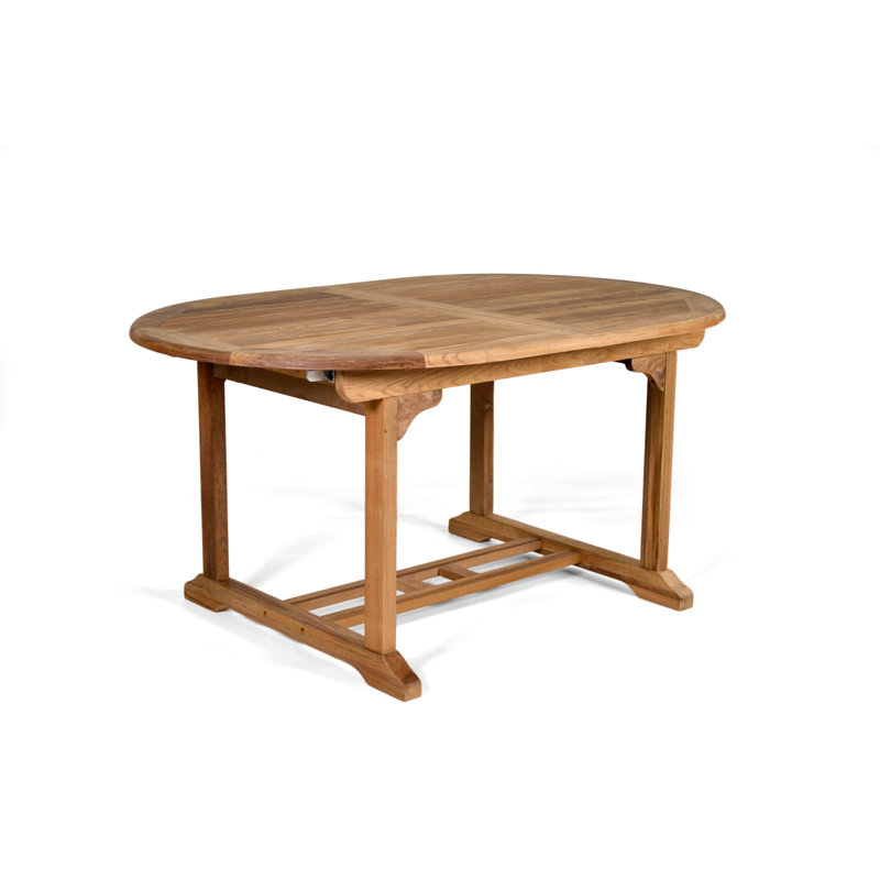 Mariana Oval Teak Solid Wood Extendable Outdoor with Umbrella Hole Dining Table - 150 cm W 110 cm D