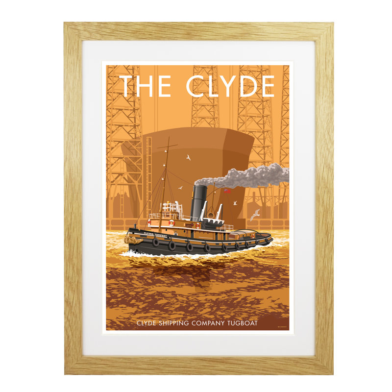 Scotland River Clyde by Stephen Millership - Print, 43.5cm H x 33.5cm W x 2.2cm D, Oak