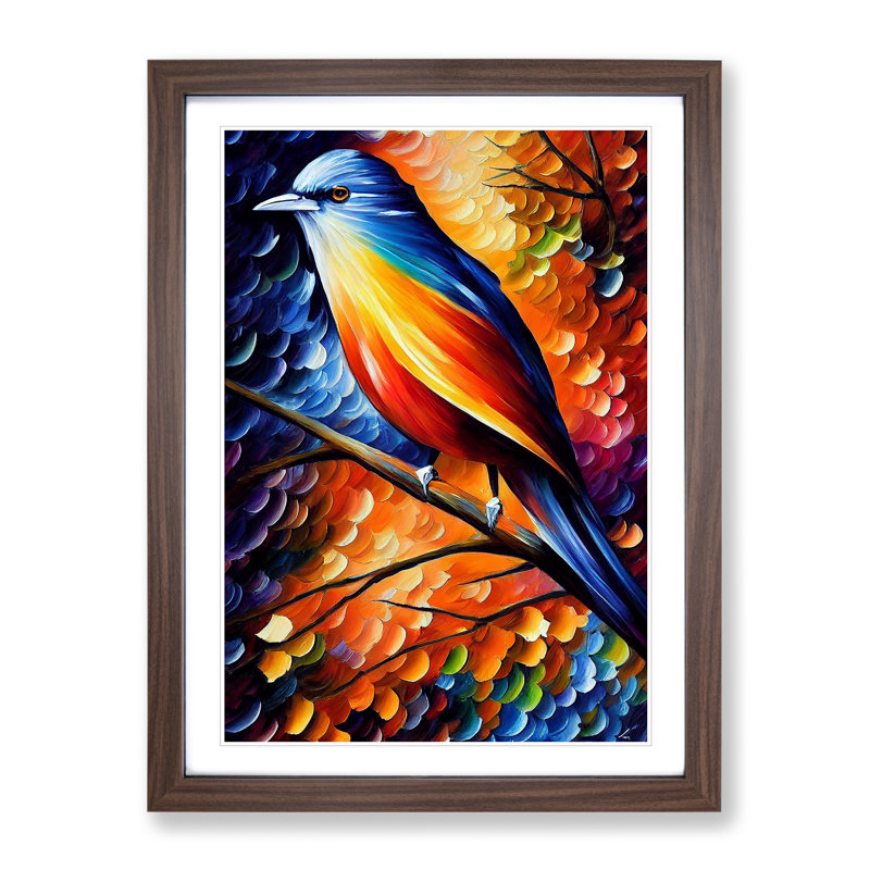 Bird Portrait No.3 - Wall Art, White, 64cm H x 46cm W x 2cm D, Walnut