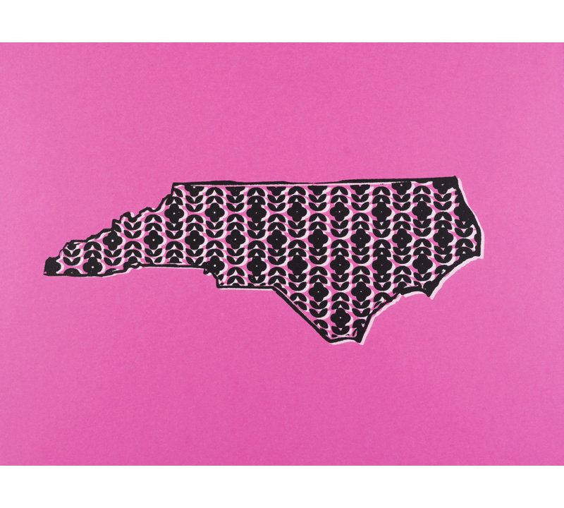 NC Flowers On Pink Print by Jphono 1, 18" H x 24" W, Wrapped Canvas