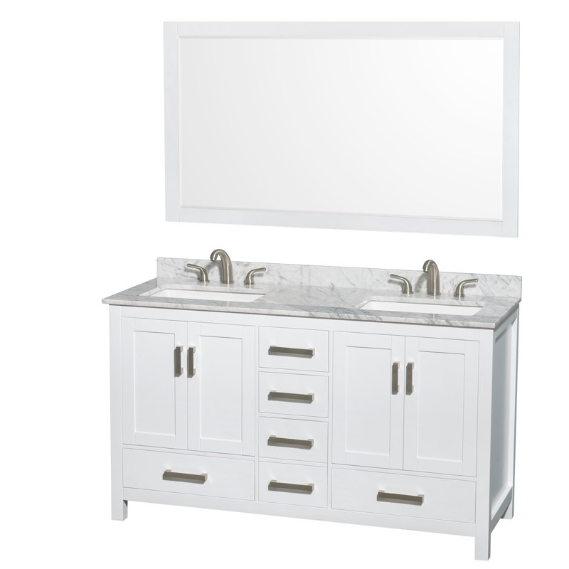 Sheffield 60" Double Bathroom Vanity Set with Mirror