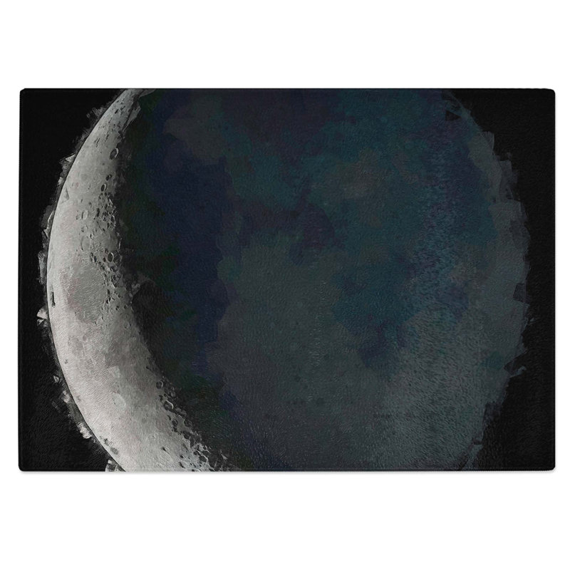Tempered Glass Crescent Moon Shadow Chopping Board, 39 cm W x 28.5 cm L