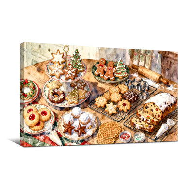 Christmas Christmas Baking Table Scene With Cookies And Cakes