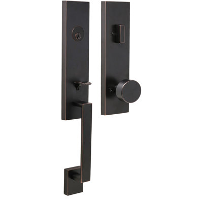 Transitional Handleset with Transitional Door Mesa Lever