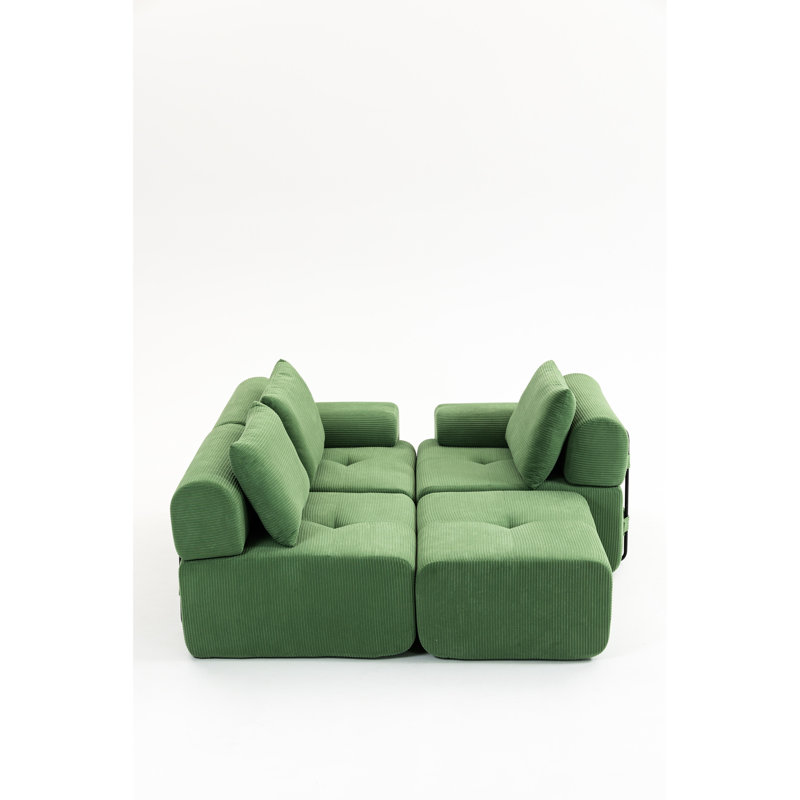 3 pièces en velours côtelé avec mousse à mémoire de forme et structure en acier, convertible en lit pour le salon, les bureaux à domicile - chambres polyvalentes, cinéma 
