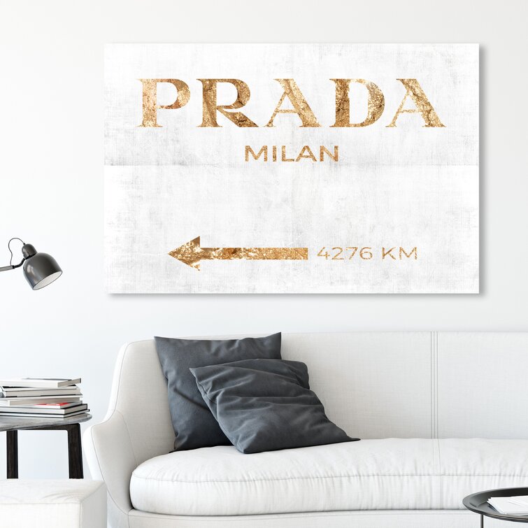 Oliver Gal MILAN PRADA ROADSIGN 36 X 24 Canvas Art Painting Decor Louis  Vuitton