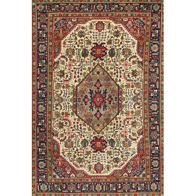 Tapis oriental rouge / beige / bleu marine