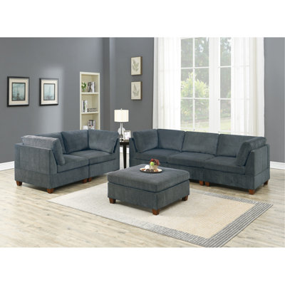 Ensemble de canapé modulaire en chenille gris 6 pièces