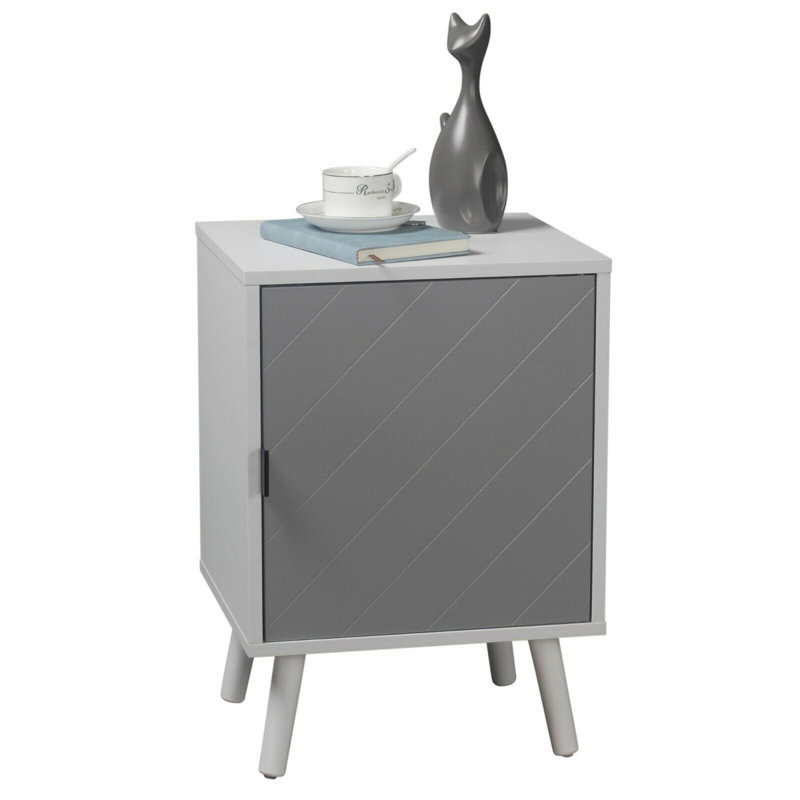 Dillard 40cm W Manufactured Wood Bedside Table, White/Grey