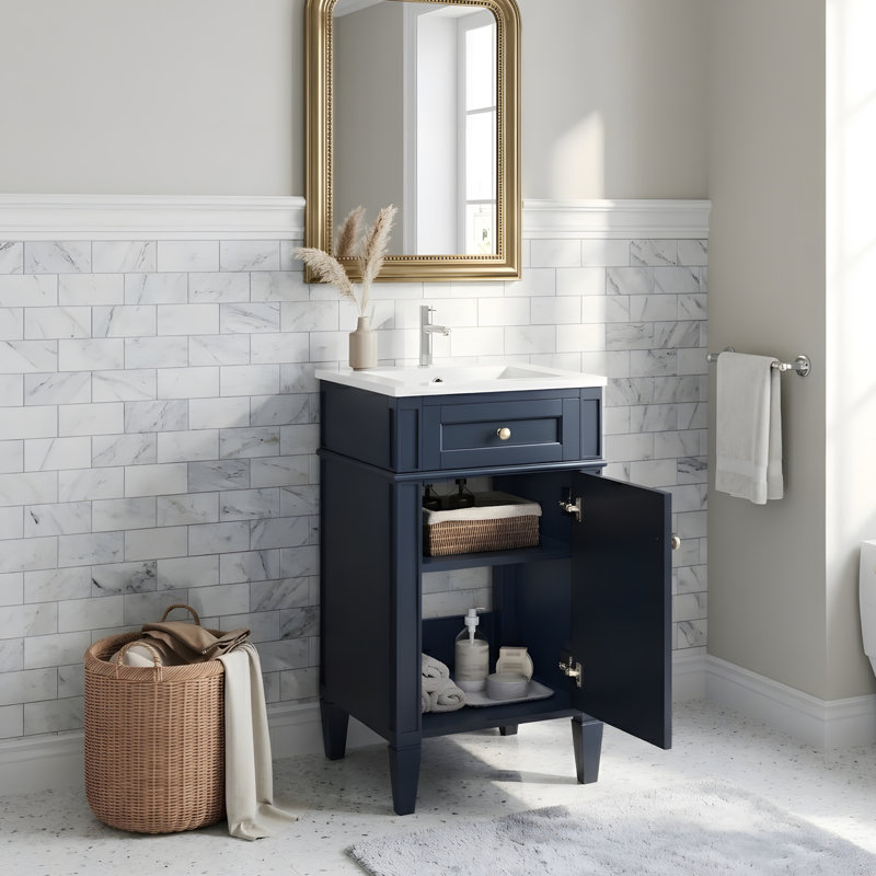 Meuble-lavabo 18 po avec lavabo en céramique, Bleu