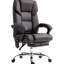 Fauteuil de bureau avec 6 points de vibration, chauffant lombaire, hauteur réglable, repose-pieds, inclinable, fauteuil inclinable en cuir brun