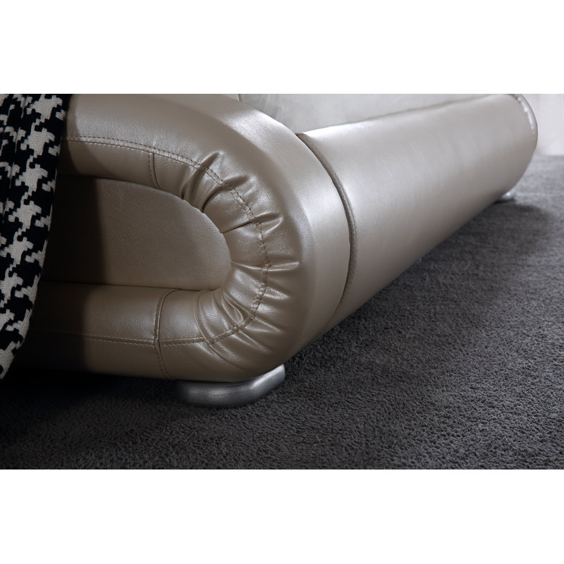 Albricus Upholstered Sleigh Bed, King, Gold