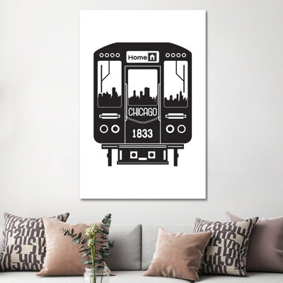 Chicago Train Skyline 1 Piece Wrapped Canvas Wall Art