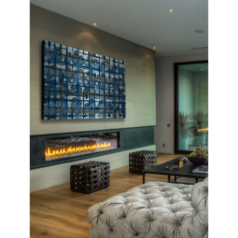 " Crowded Blue " by Parvez Taj, 30" H x 45" W x 1.5" D