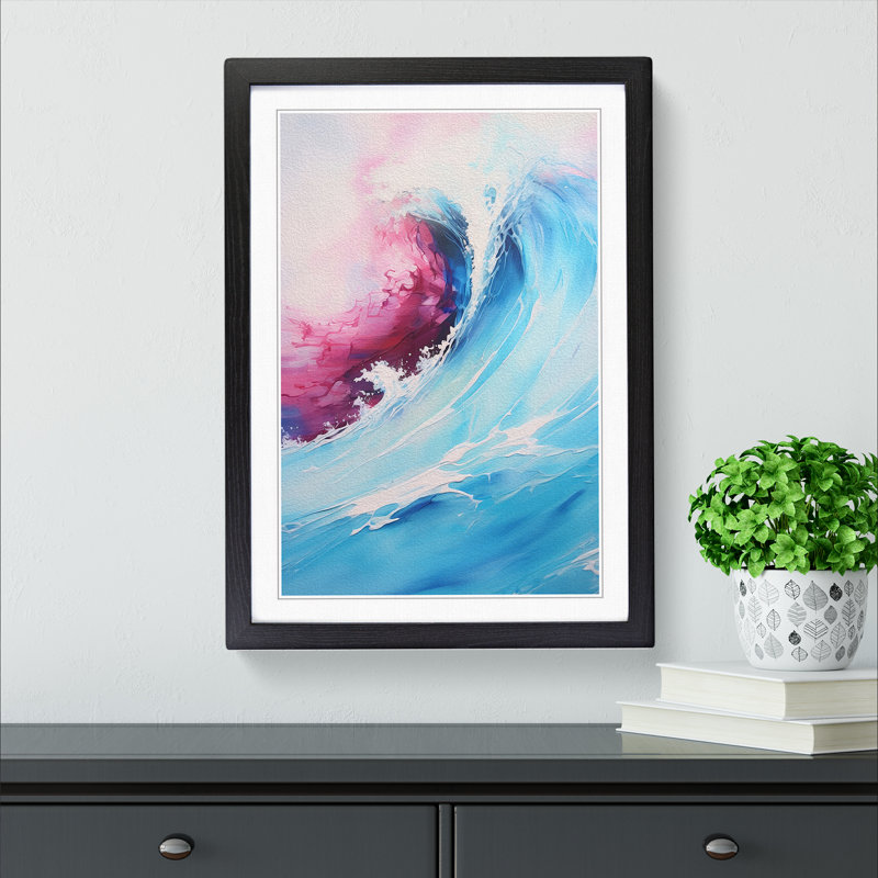 Wave Modern Gestural - Single Picture Frame Print on Wood, Black Framed, 34cm H x 25cm W