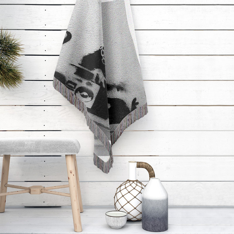 Banksy Graffiti Hand Woven Throw Blanket, 60" W x 80" L