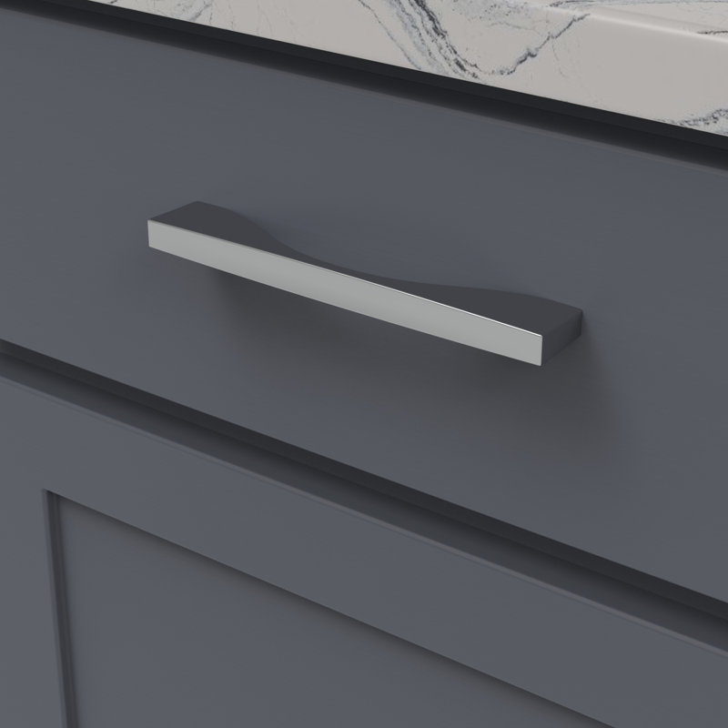 Channel Collection Handle Pull - Cabinet Pull - Contemporary Hardware for Drawers & Cabinets, Chrome, 6 5/16''