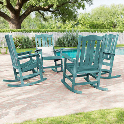 All-Weather HDPE Outdoor Rocking Chair with Ergonomic Design, Fade-Resistant Patio Chairs, Heavy Duty Rocker Chair for Patio, Gargen, Deck