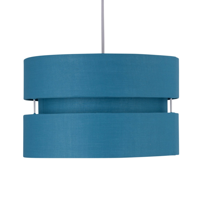 19cm H Cotton Drum Pendant Shade ( Uno ), Teal