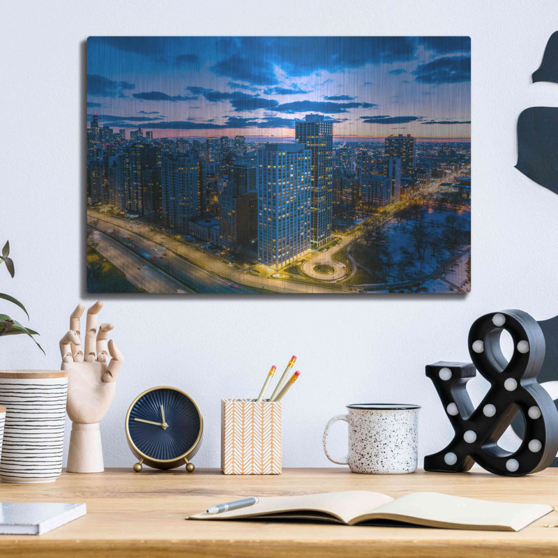 «Amazing Chicago Night», art mural en métal, 36 po x 24 po, H 12 po x l 16 po