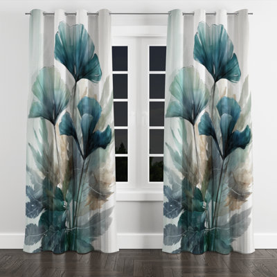 Feuilles de palmier tropicales Ginkgo II - rideau à œillets en velours traditionnel - obscurcissant - 1 panneau