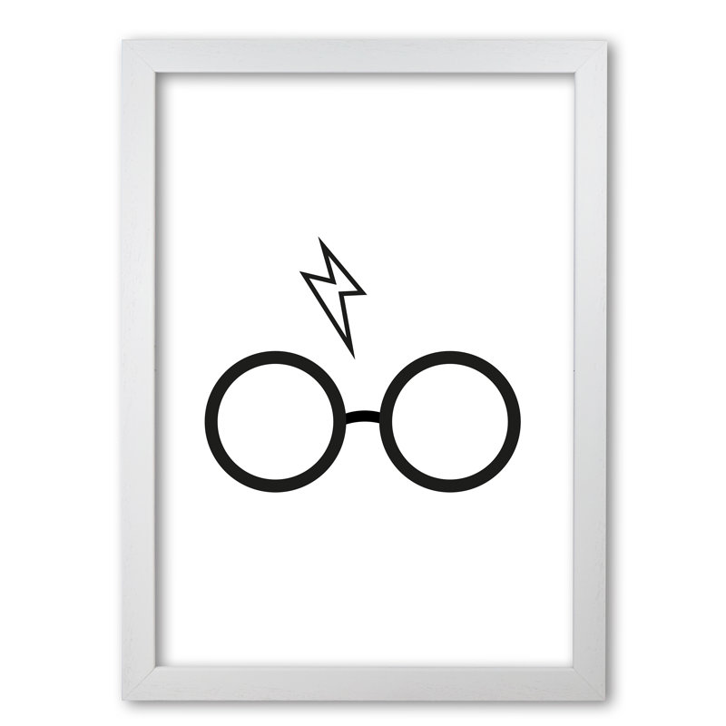 Harry Potter Glasses And Scar - Painting, White Grain Frame, 85 cm H x 60 cm W x 5 cm D