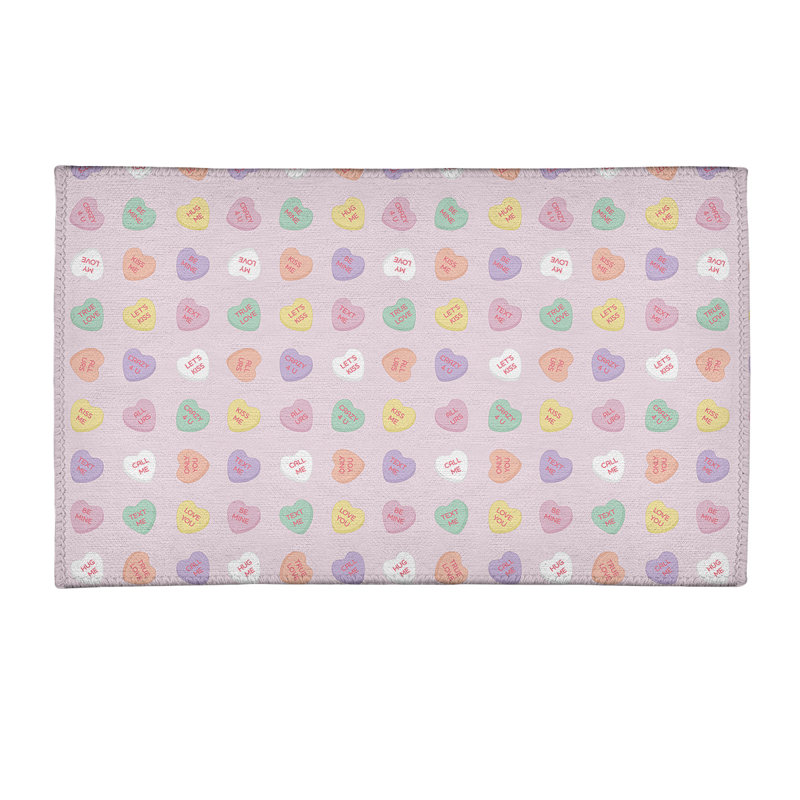 Tapis rose/jaune/vert fait main, Rectangle 3 pi x 5 pi
