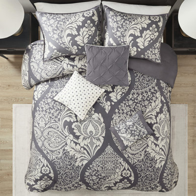 Édredon 7 pièces avec coussins décoratifs en coton très grand à imprimé indigo - 180tc