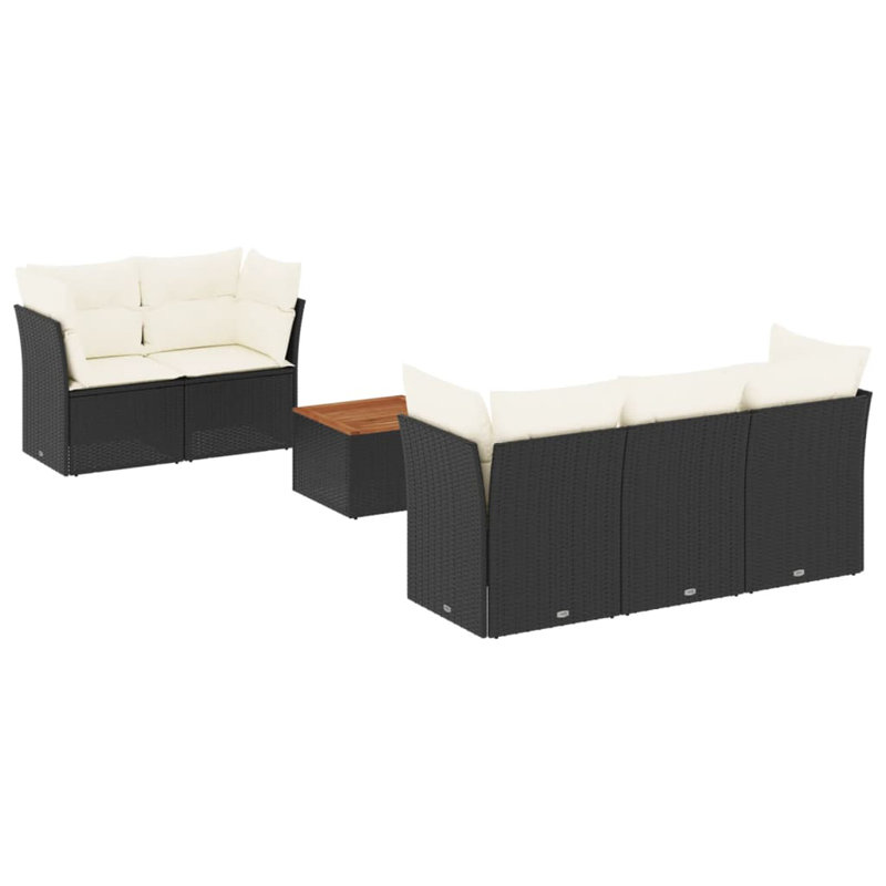 Ensemble de canapé de jardin Vidaxl noir et blanc crème